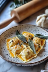 Spinach Ricotta Ravioli with Brown Butter Sage Sauce &ndash; Rustic Italian Gourmet Dish
