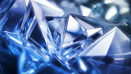 abstract blue crystal background, clear ice crystal background