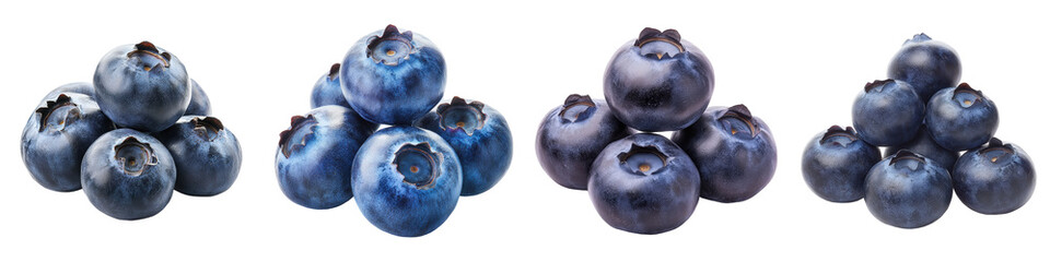 Obraz premium Fresh blue blueberries stacked in small piles showing beautiful color and texture.