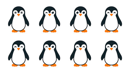 Obraz premium Cute penguins with various expressions. 