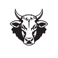 Cow head silhouette on white background. Cow silhouette logo design. Vector illustration.