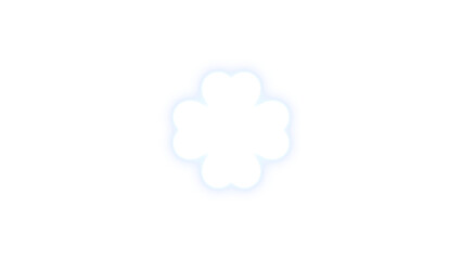 Clover icon white color glowing neon on transparent background