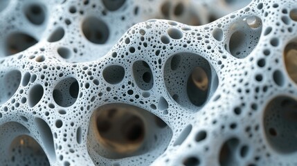 Porous bone structure close-up, great depth. Use for science, medical, and design purposes.