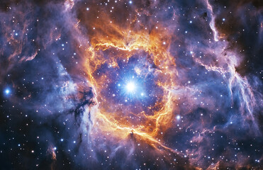 Stunning cosmic nebula with vibrant colors showcasing the beauty of outer space and distant stars