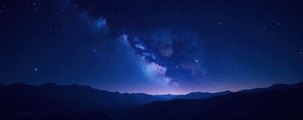 Naklejka premium Dark night sky with stars and galaxy background , galaxies, cosmos, stars