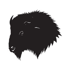 Buffalo head silhouette on white background. Buffalo vector logo. Buffalo silhouette.