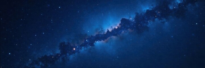 Fototapeta premium Dark vastness of space with numerous twinkling stars on a deep blue background, starry night, dark universe, darkness