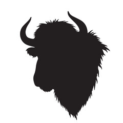 Buffalo head silhouette on white background. Buffalo vector logo. Buffalo silhouette.