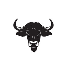 Naklejka premium Buffalo head silhouette on white background. Buffalo vector logo. Buffalo silhouette.