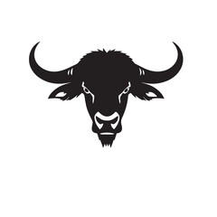Fototapeta premium Buffalo head silhouette on white background. Buffalo vector logo. Buffalo silhouette.