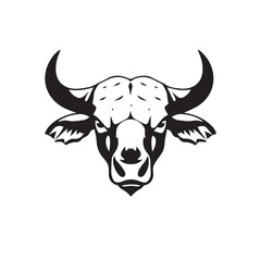 Buffalo head silhouette on white background. Buffalo vector logo. Buffalo silhouette.