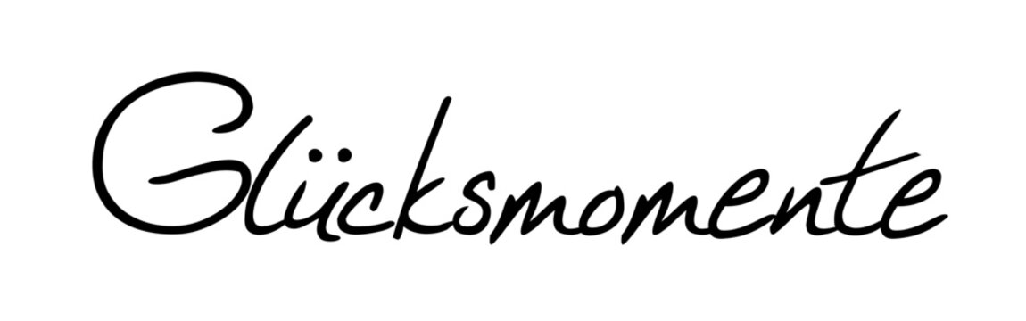 &bdquo;Gl&uuml;cksmomente&ldquo;: kleines Gl&uuml;ck, das einem zuf&auml;llt, wenn man es am wenigsten erwartet. Wort mit Bedeutung in besonderer Schreibschrift, vektor, vektor grafik. Version 1