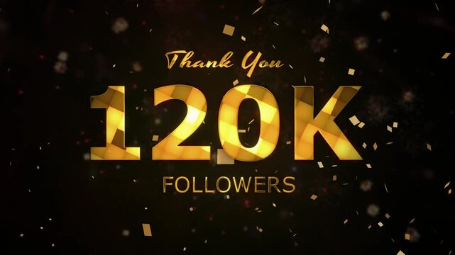 120K Followers celebration animation, 120000 followers thank you video, fireworks, confetti party effects, social media milestone motion graphics animation, celebrating 120K followers