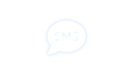 Comment sms icon white  color glowing neon on transparent background