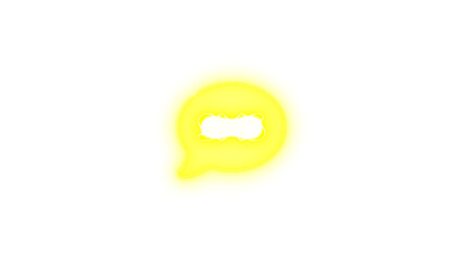 Comment sms icon yellow color glowing neon on transparent background