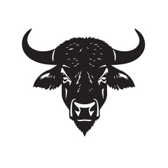 Buffalo head silhouette on white background. Buffalo vector logo. Buffalo silhouette.