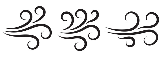 Fototapeta premium Wind blow line icon fresh vector cloud air isolated speed symbol. Wind blow air line icon logo.