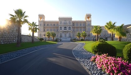 Fototapeta premium Grand Estate for Desert Sunrise.