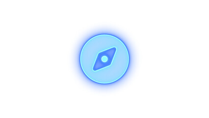 Compass icon blue color glowing neon on black background