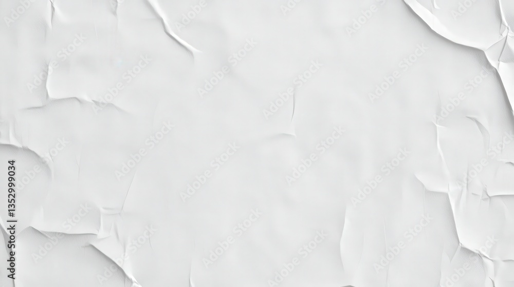 Poster crinkled white paper texture with subtle shadows and irregular lines.