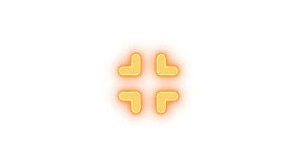 Compress icon brown color glowing neon on transparent background
