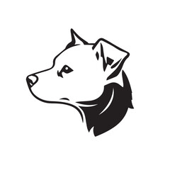 Dog head silhouette on white background. Dog head logo. Head portrait of a dog. Vector illustration