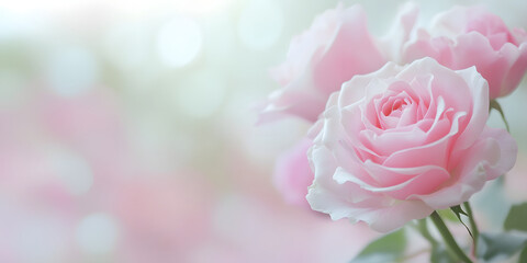 Delicate pink roses. atmosphere of sophistication and romance. pastel delicate colors. love, warmth and elegance. rose garden. background illustration