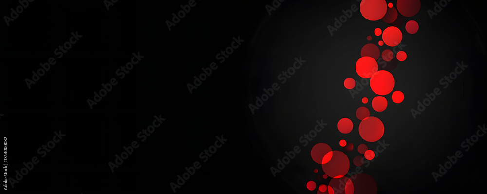 Poster abstract background of many red circles on a black background. circles of different sizes and halfto