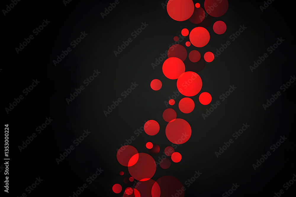 Poster abstract background of many red circles on a black background. circles of different sizes and halfto
