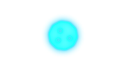  Cookie icon cyan color glowing neon on transparent background
