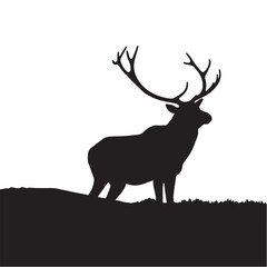 Elk animal silhouette isolated on white background. Vector illustration.