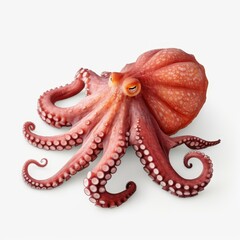 A delightful di cut of a charming octopus, showcasing its playful nature and vibrant colors against a crisp white backdrop.