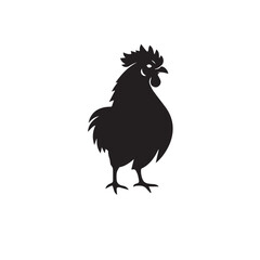 Chicken silhouette on white background. Chicken icon logo design. Vector illustration.