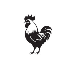 Chicken silhouette on white background. Chicken icon logo design. Vector illustration.