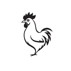Chicken silhouette on white background. Chicken icon logo design. Vector illustration.