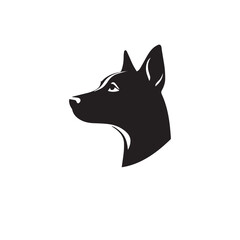 Dog head silhouette on white background. Dog head logo. Head portrait of a dog. Vector illustration