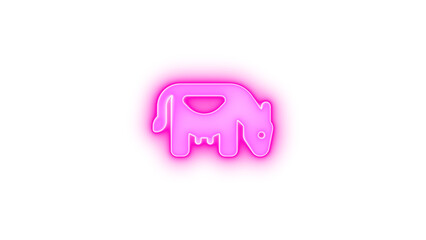 Cow icon pink color glowing neon on transparent background