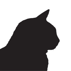 Cat head silhouette on white background. Cat silhouette. Vector illustration.
