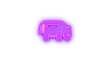 Cow icon purple color glowing neon on transparent background