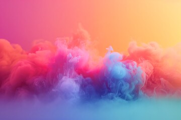 powder fog in rainbow tones flowing from bottom edge