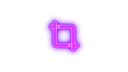 Crop simple icon purple color glowing neon on transparent background