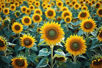 Fototapeta premium Bright Yellow Sunflower Canvas Art for Lively Digital Design Projects