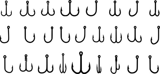 Fishing hook icon vector set. Fishing illustration sign collection. fish symbol or logo.
