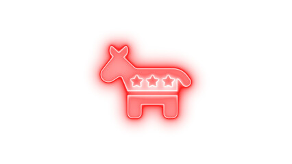 Democrat icon red color glowing neon on transparent background