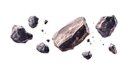 Dark Rocks Falling Fast Dramatic Space Debris Dangerous Asteroid Field