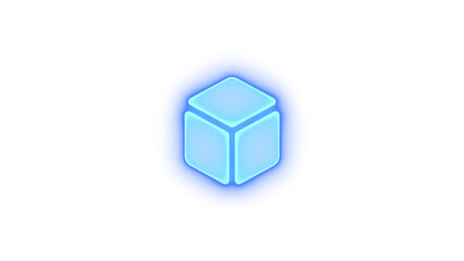 Dice d6 icon blue color glowing neon on transparent background