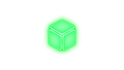 Dice d6 icon green color glowing neon on transparent background