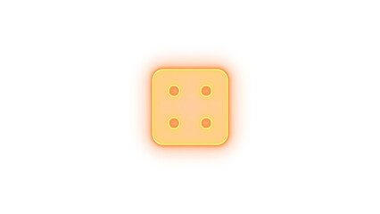 Dice four icon brown  color glowing neon on transparent background