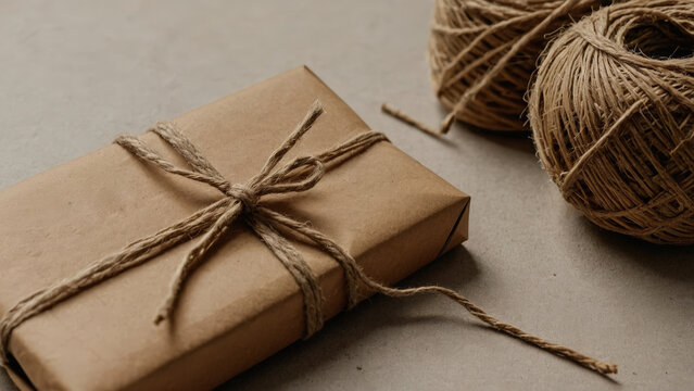 Rustic Gift Wrapped in Brown Paper with Twine: Eco-Friendly Handmade Holiday Package