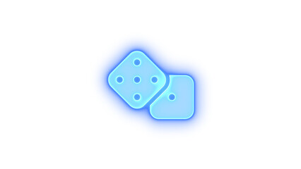 Dice icon blue color glowing neon on black background